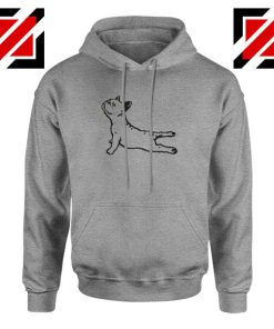 Bulldog Yoga Pose Sport Grey Hoodie