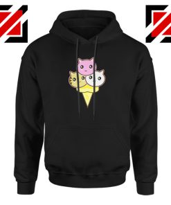 Ice Cream Kitties Black Hoodie