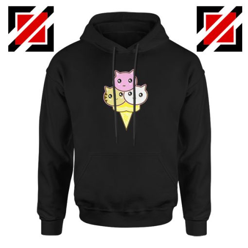 Ice Cream Kitties Black Hoodie