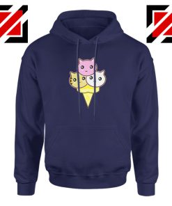 Ice Cream Kitties Navy Blue Hoodie