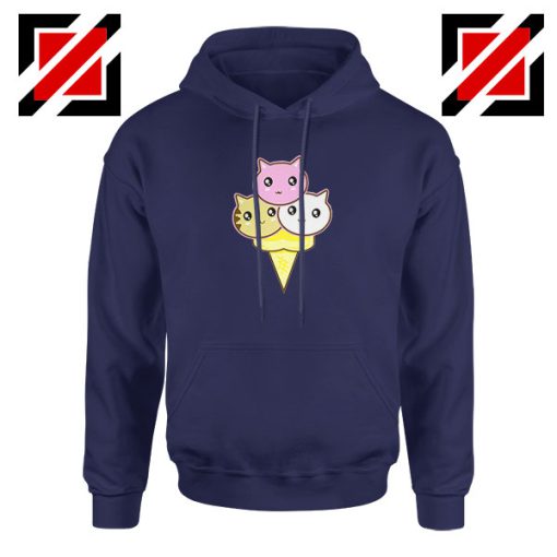 Ice Cream Kitties Navy Blue Hoodie