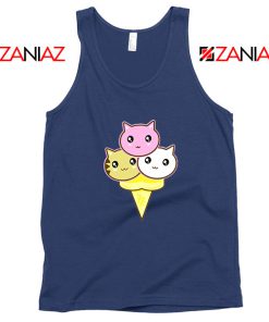 Ice Cream Kitties Navy Blue Tank Top