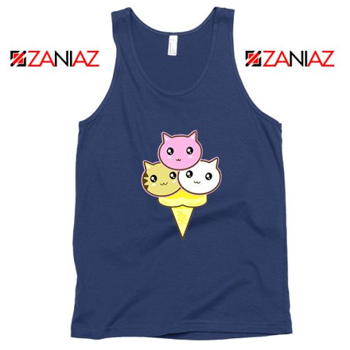 Ice Cream Kitties Navy Blue Tank Top