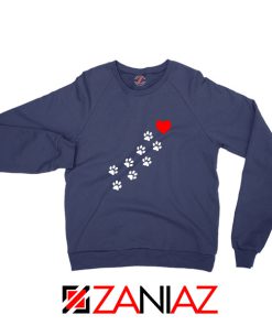 Paws Dogs Heart Navy Blue Sweatshirt