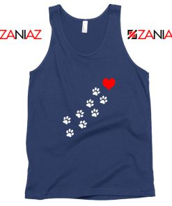 Paws Dogs Heart Navy Blue Tank Top