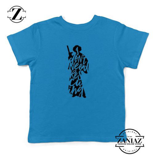 Princess Leia Don't Rescue Me Kids Blue Tshirt