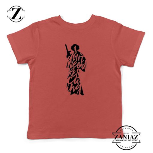 Princess Leia Don't Rescue Me Kids Red Tshirt