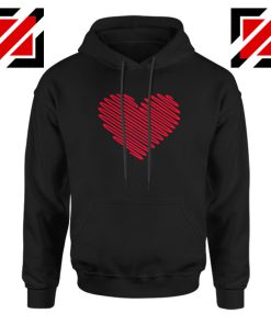 Red Heart Diagonal Black Hoodie