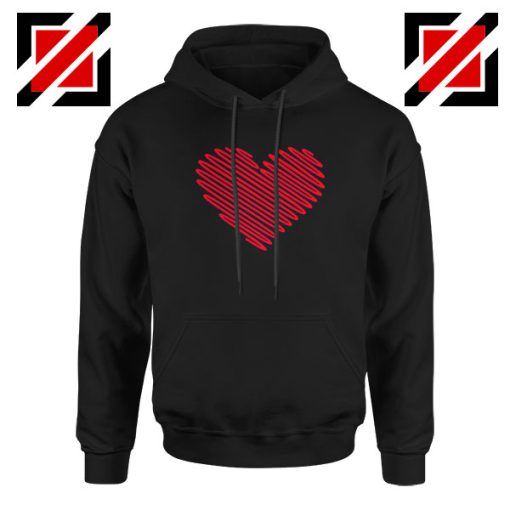 Red Heart Diagonal Black Hoodie