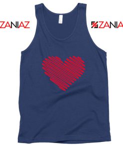 Red Heart Diagonal Navy Blue Tank Top