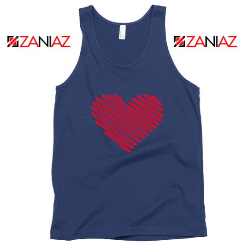 Red Heart Diagonal Navy Blue Tank Top