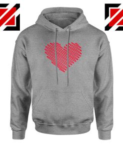 Red Heart Diagonal Sport Grey Hoodie