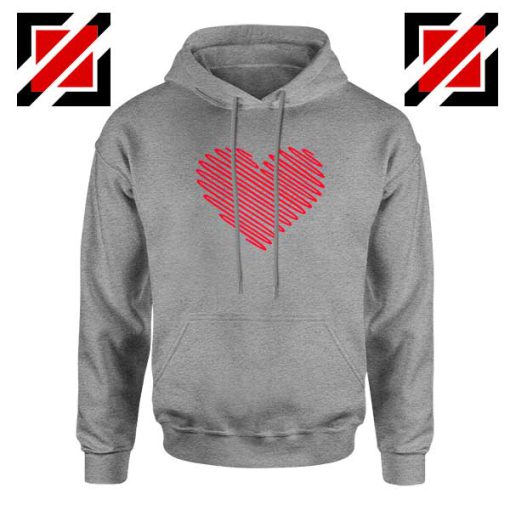 Red Heart Diagonal Sport Grey Hoodie