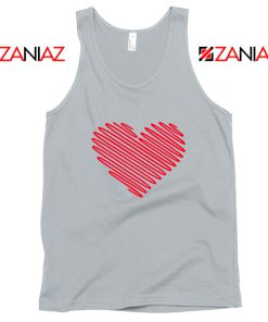 Red Heart Diagonal Sport Grey Tank Top