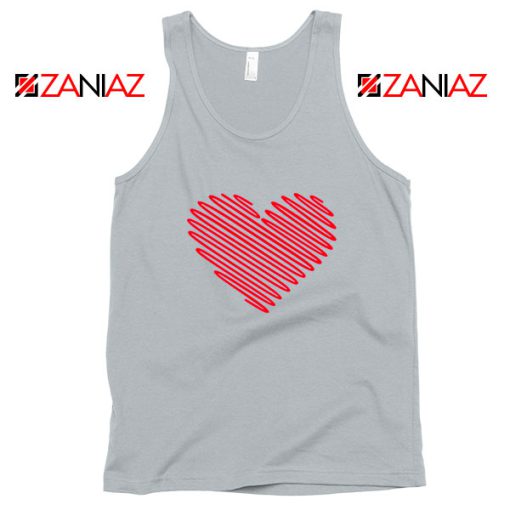 Red Heart Diagonal Sport Grey Tank Top