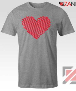 Red Heart Diagonal Sport Grey Tshirt