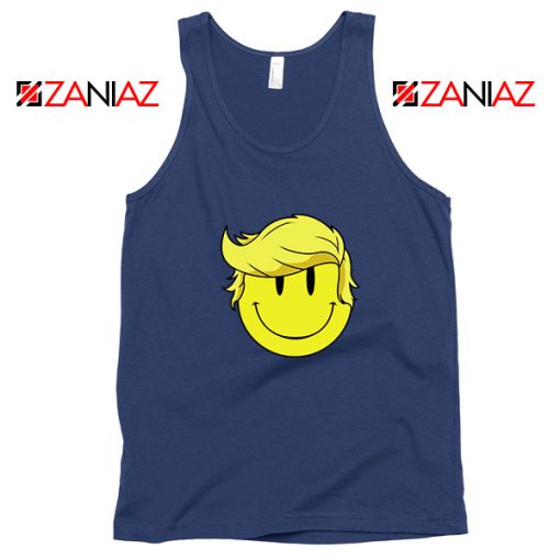 Trump Smiley Emoji Navy Blue Tank Top