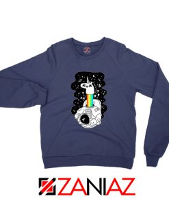 Unicorn In Space Navy Blue Sweatshirt