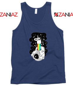 Unicorn In Space Navy Blue Tank Top