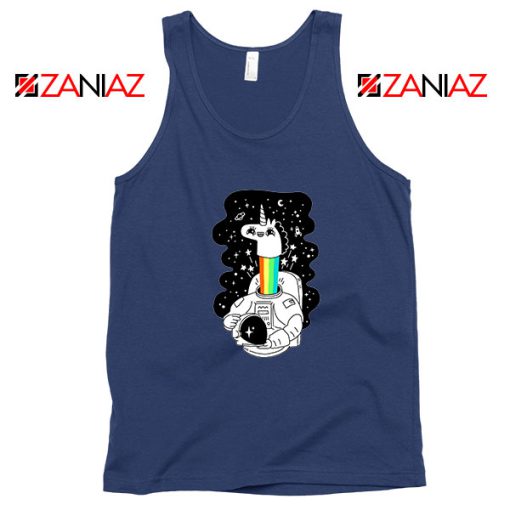 Unicorn In Space Navy Blue Tank Top