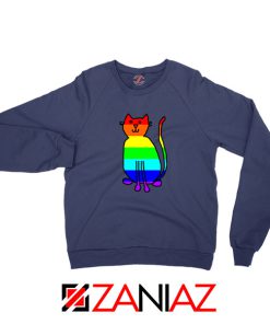 Cat Rainbow Navy Blue Sweatshirt