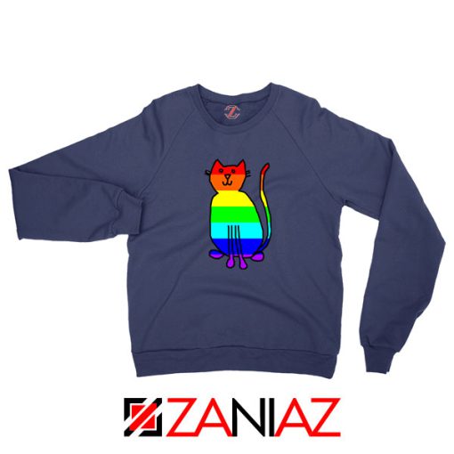 Cat Rainbow Navy Blue Sweatshirt