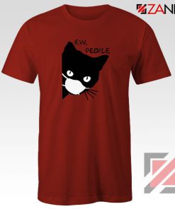 Ew People Cat Face Mask Red Tshirt