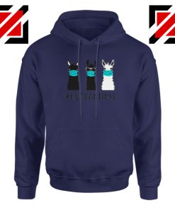 Llama Face Mask Navy Blue Hoodie