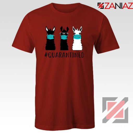 Llama Face Mask Red Tshirt