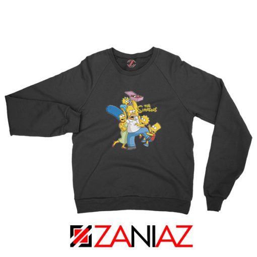 Simpson Family Loves Donuts Black Sweatshirt