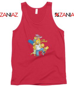 Simpson Family Loves Donuts Red Tank Top