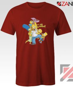 Simpson Family Loves Donuts Red Tshirt