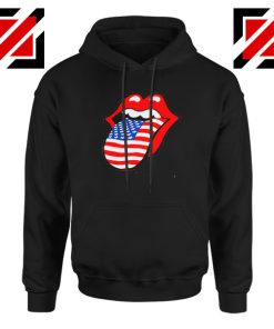 American Flag Tongue and Lips Black Hoodie