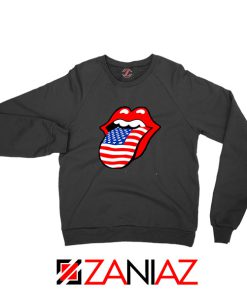 American Flag Tongue and Lips Black Sweatshirt