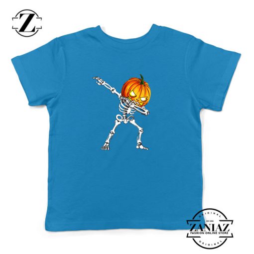 Dabbing Pumpkin Kids Blue Tshirt