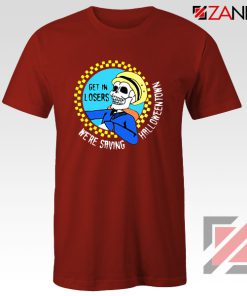 Get In Losers Skull Drive Red Tshirt