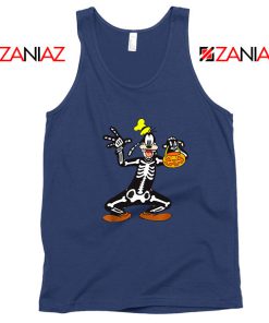 Goofy Skeleton Navy Blue Tank Top