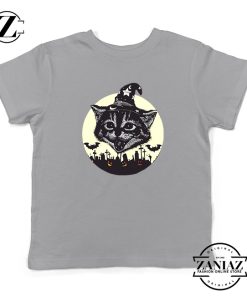 Halloween Black Cat Kids Sport Grey Tshirt