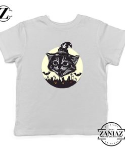 Halloween Black Cat Kids White Tshirt