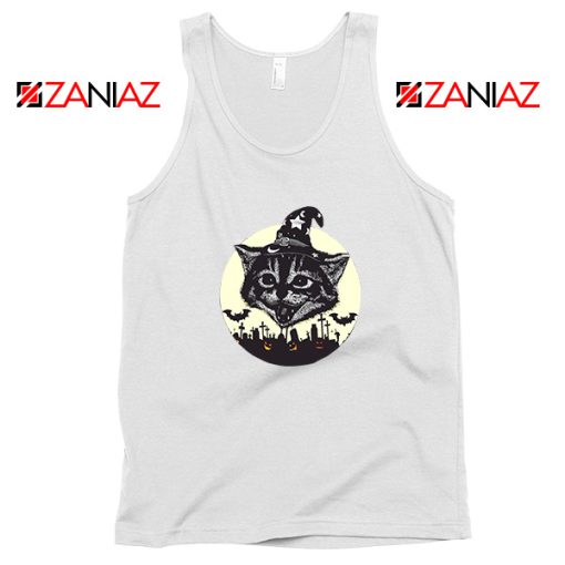 Halloween Black Cat White Tank Top