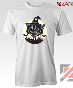 Halloween Black Cat White Tshirt