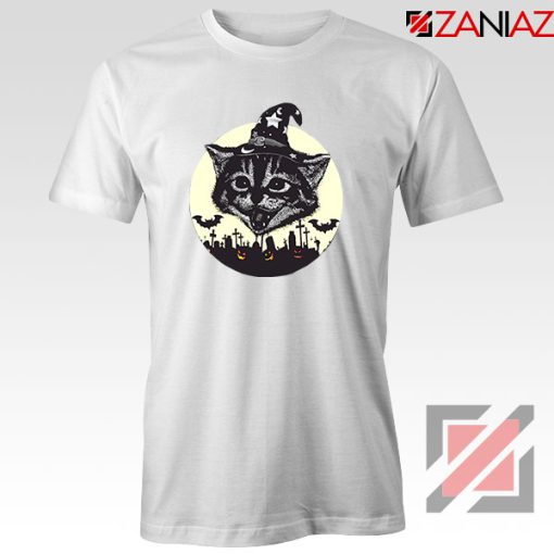 Halloween Black Cat White Tshirt