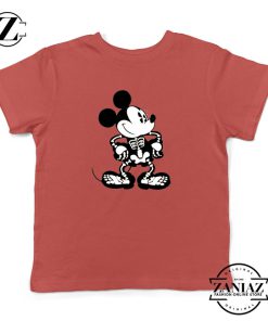 Mickey Mouse Skull Red Kids Tshirt