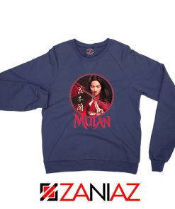 Mulan Portrait Circle Navy Blue Sweatshirt