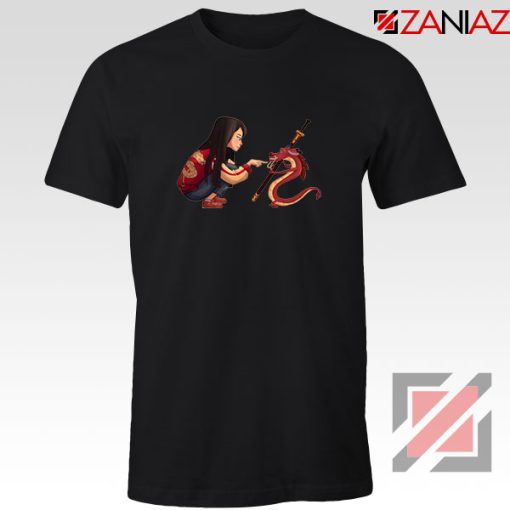 Mulan and Mushu Black Tshirt