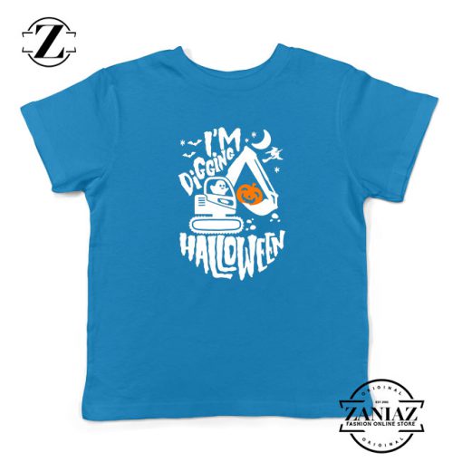 Digging Halloween Kids Blue Tshirt