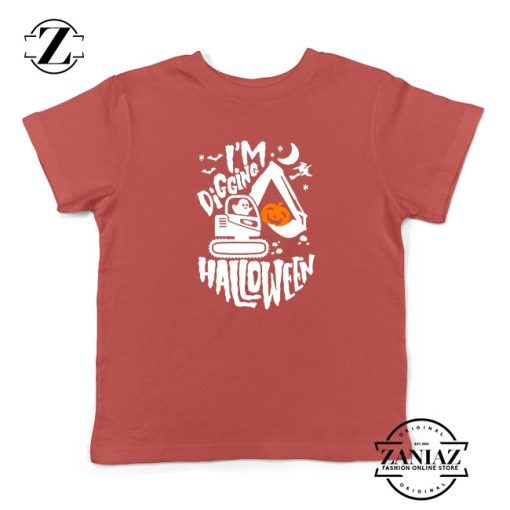 Digging Halloween Kids Red Tshirt