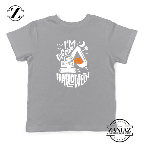 Digging Halloween Kids Sport Grey Tshirt