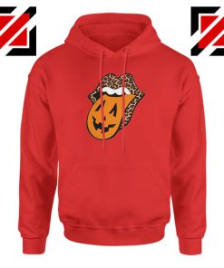 Leopard Pumpkin Mouth Tongue Red Hoodie