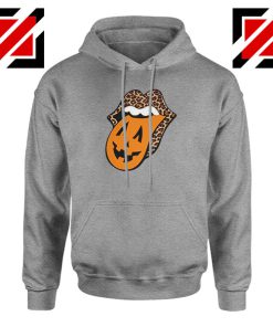 Leopard Pumpkin Mouth Tongue Sport Grey Hoodie